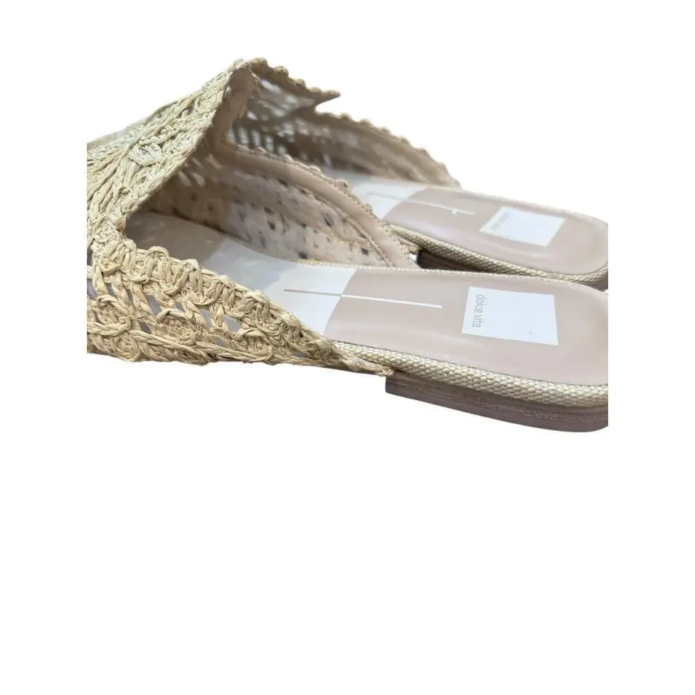 Dolce Vita Women's Light Natural Diya Macrame Diya Flat Mules Size 13